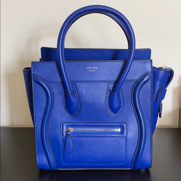 Celine Handbags - Celine Luggage Micro in Grainy Leather Cobalt Blue